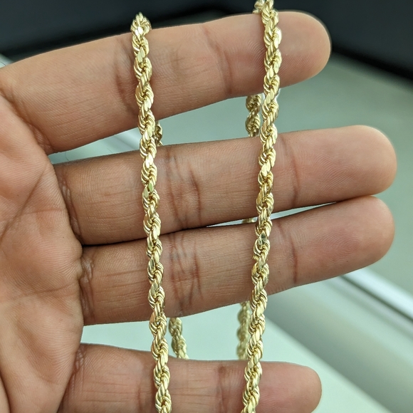 14kt Real Gold Rope Chain 4mm 22 inch - Picture 8 of 10